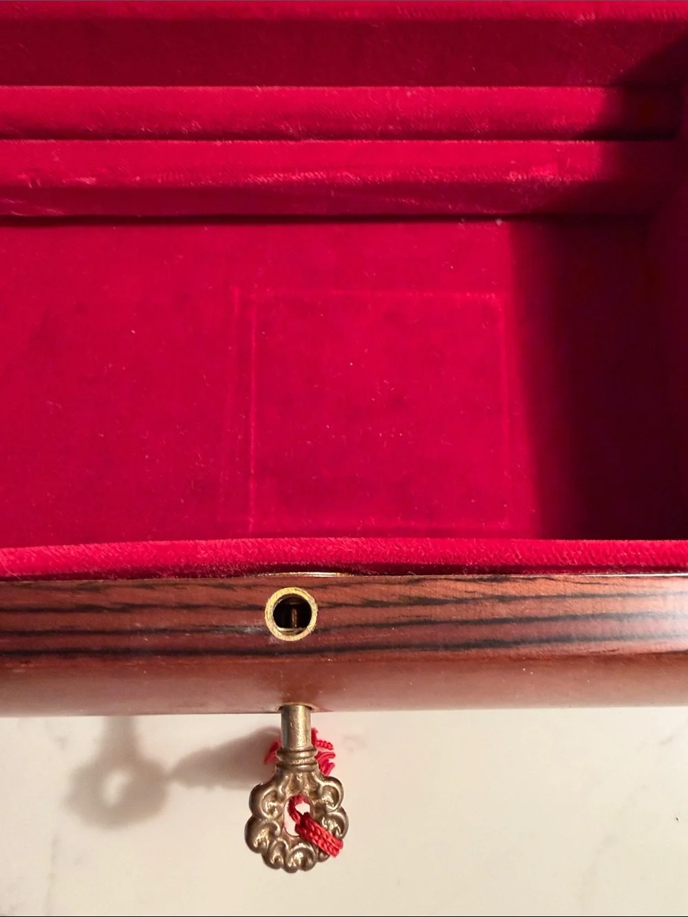 Vintage Italian Wooden Music Box with Floral Inlay